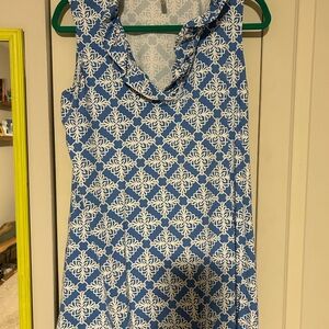 Lulu-B Blue and White Sleeveless Mini Dress